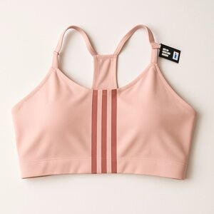 Adidas Women's Aeroimpact Training Light-Support Bra White Pink Stripe Size LDD